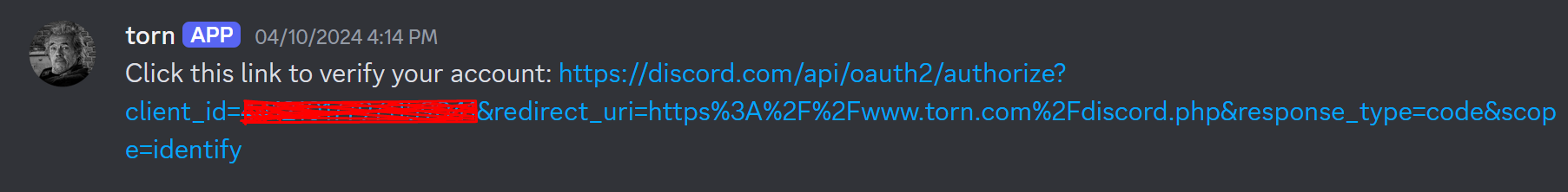 Torn bot message