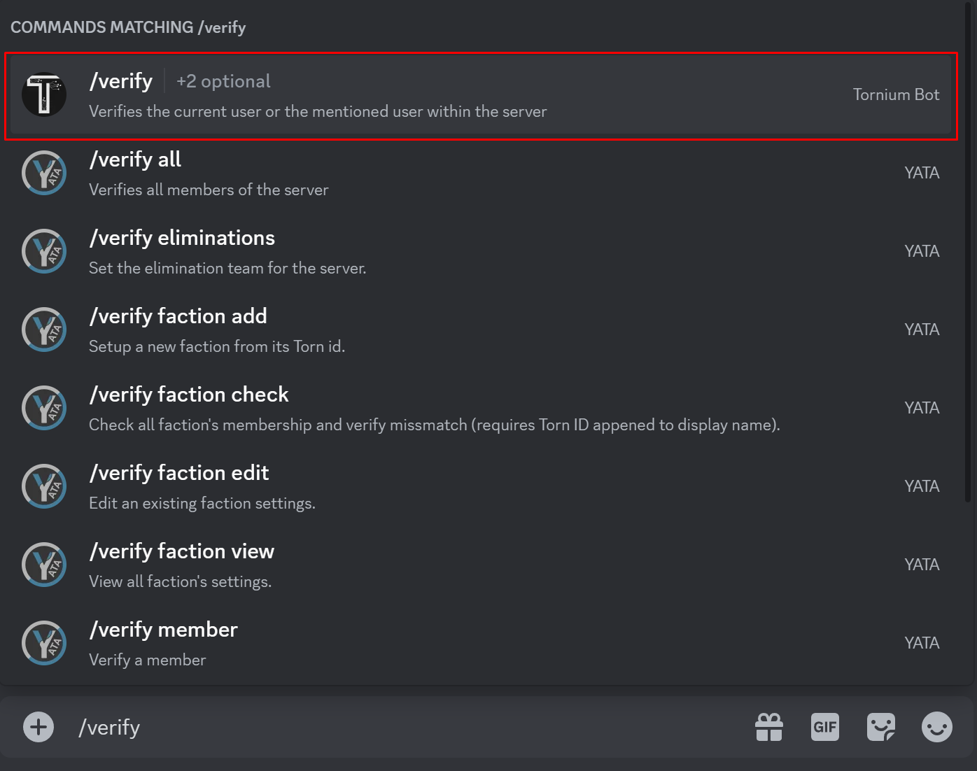Server verification command